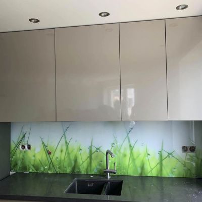 panel szklany do kuchni z motywem roslin